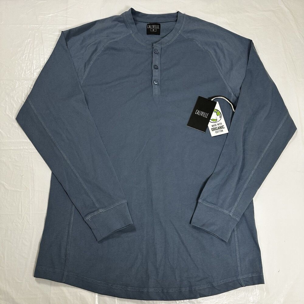 Caliville Men's Long Sleeve Henley Organic Cotton Size Small